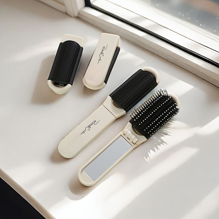 Foldable Hair Brush with Mirror