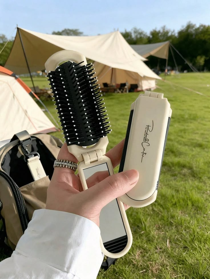 Foldable Hair Brush with Mirror