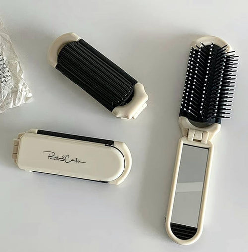 Foldable Hair Brush with Mirror