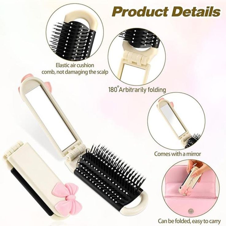 Foldable Hair Brush with Mirror