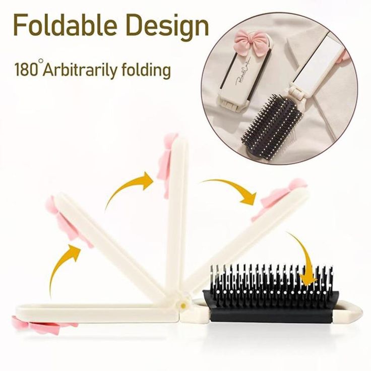 Foldable Hair Brush with Mirror