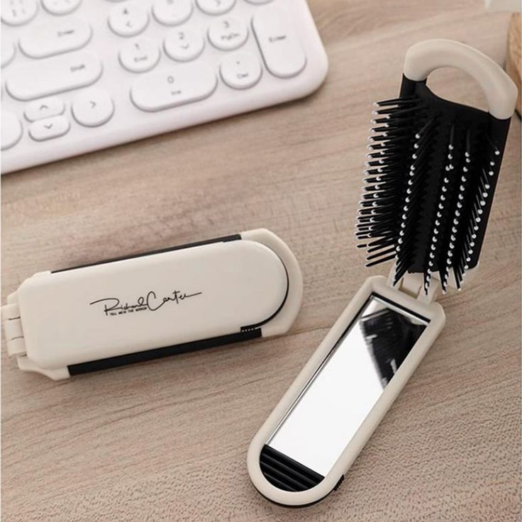 Foldable Hair Brush with Mirror